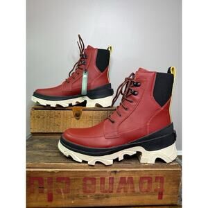 SOREL Women’s Brex Lace WP Leather Boots Warp Red / Black Size 9 US